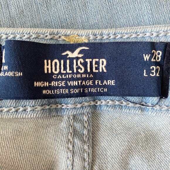Hollister Daisy High Rise Flare Jeans Retro Stretch Light Wash Size 28/32 - Picture 2 of 7